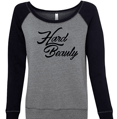 HardBeauty Wide Neck Crew Sweatshirt (Black and Gray)