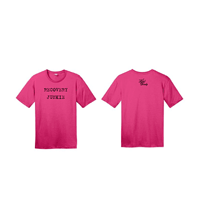 Recovery Junkie Tee- Fuchsia